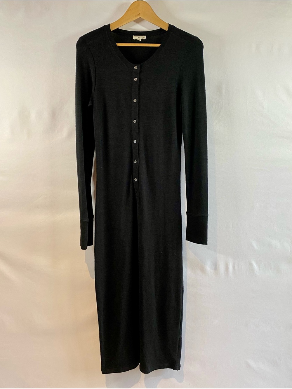 Aritzia Wilfred Free Black Button Up Long-Sleeve Knit Dress